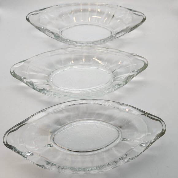 Vintage Glass Ice Cream Sundae Banana Split Clear Boat Shaped Mexico Set of 6 - Picture 2 of 6